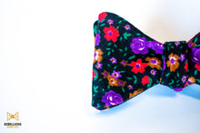 Red & Purple Ditsy Floral Poly Viscose Bow Tie Butterfly
