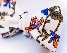 Beige With Pink And Blue Floral Cotton Sateen Bow Tie-Butterfly