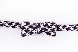 Navy & White Houndstooth Bow Tie Batwing