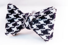 A Rag & Bone Fabric Collection: Navy & White Houndsooth Cotton Bow Tie With A Butterfly Design.