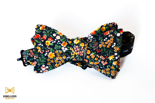 Green Floral Cotton Bow Tie Butterfly