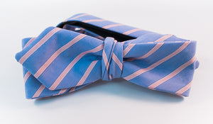 Light Blue & Pink Striped Cotton Bow Tie Sim Diamond Tip