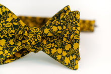 Black & Gold Floral Cotton Bow Tie