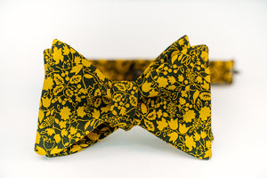 Black & Gold Floral Cotton Bow Tie