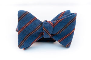 Blue Denim Linen Stripe Bow Tie Butterfly