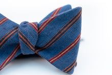 Blue Denim Linen Stripe Bow Tie Butterfly