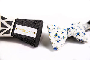 Blue Floral Cotton Bow Tie-Butterfly