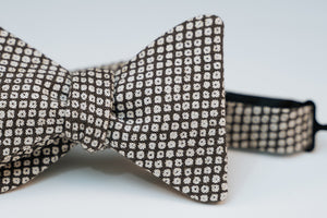 Charcoal & White Abstract Polka Dotted Print Bow Tie Butterfly