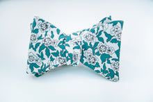 Green Floral Cotton Print Bow Tie Butterfly