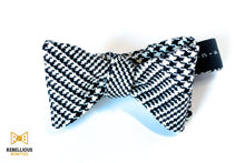 Black and White Wool Houndstooth Bow Tie Butterfly