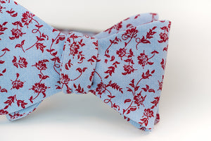 Red Wine Floral Cotton Bow Tie