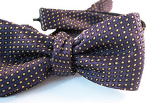 Navy & Mustard Polka Dot Jacquard Bow Tie Batwing (XL)