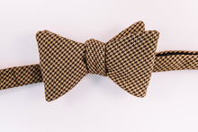 Olive Houndstooth Cotton Bow Tie With A Butterfly Design.