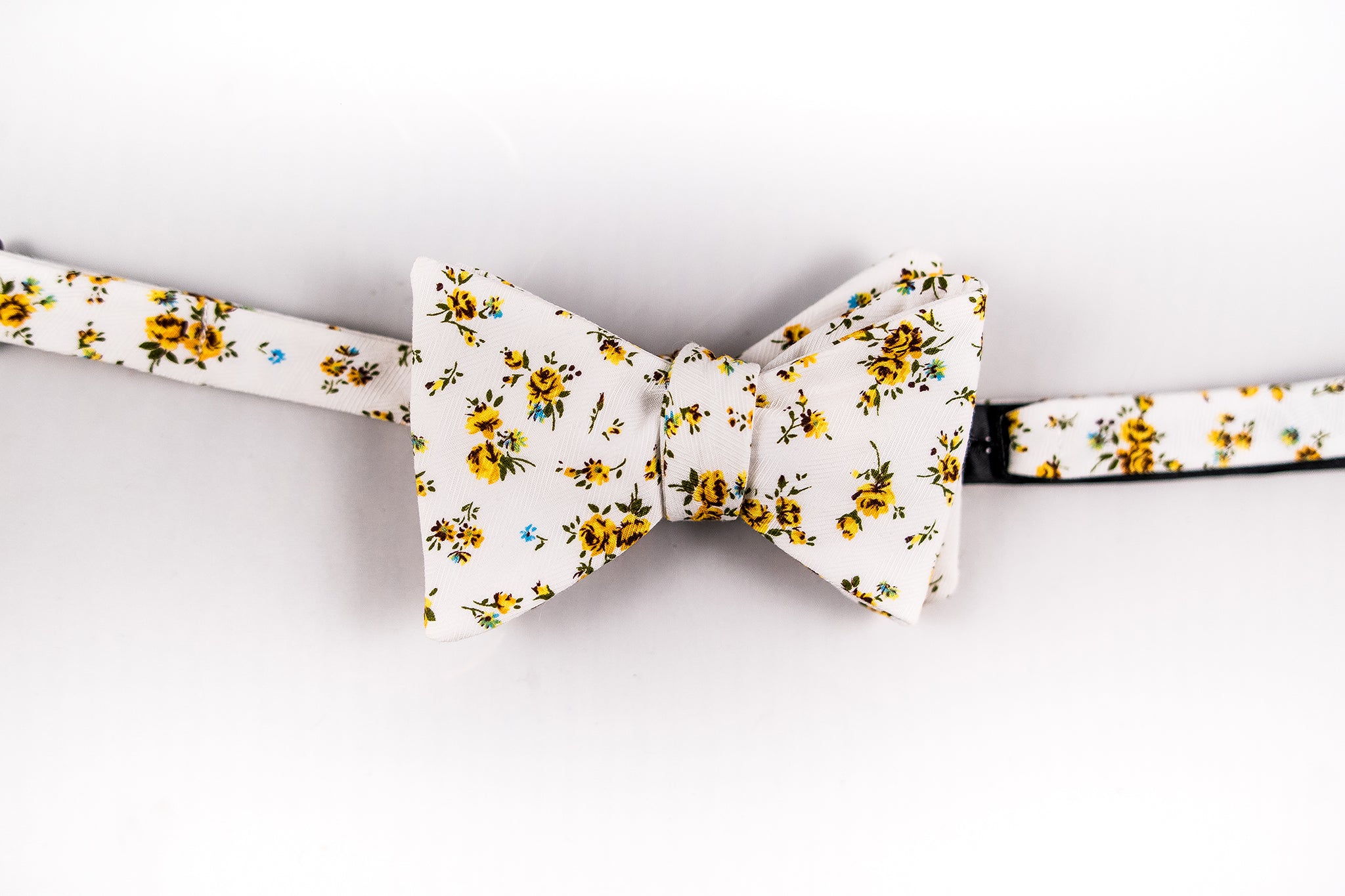 Yellow  Floral Cotton Bow Tie-Butterfly